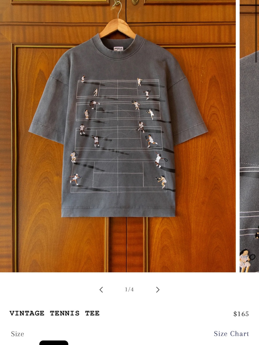 Vintage Tennis Graphic Tee - Charcoal Gray